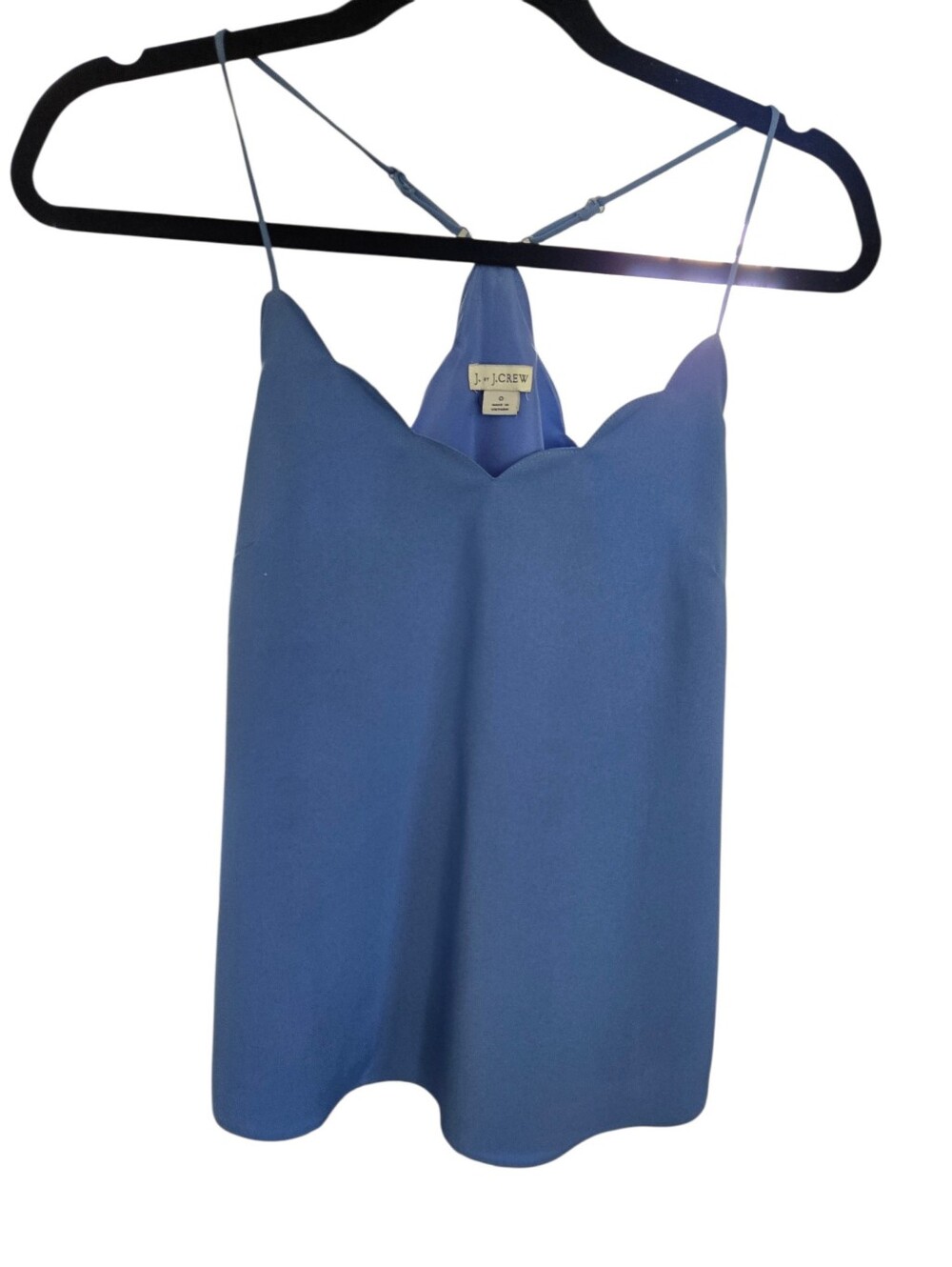 J by J Crew Blue Scallop Trim Cami Tank Top Size 0 Adjustable Straps